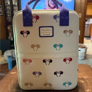 Loungefly Cream Backpack with Colorful Minnie Ears Designs